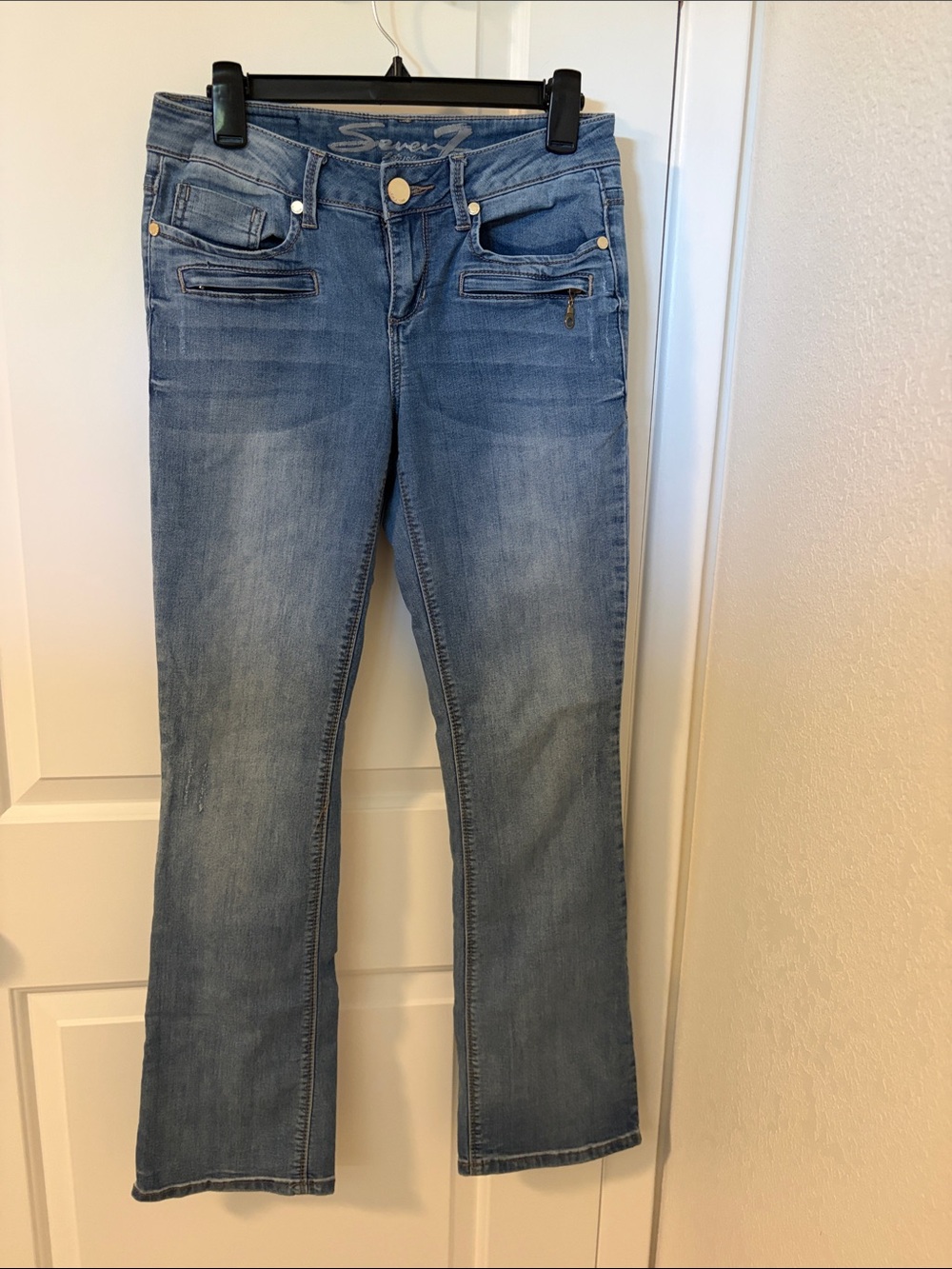 Seven Jeans Light Blue Slim Boot Cut Denim with Subtle Fade